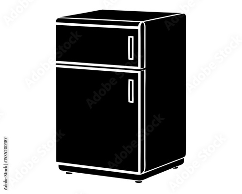 Fridge vector silhouette illustration isolated on white background