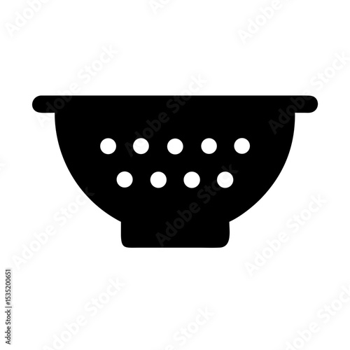 Black Colander Icon for Cooking Blogs, Kitchenware Websites, Culinary Content, Recipe Articles, and Social Media Food Channels  