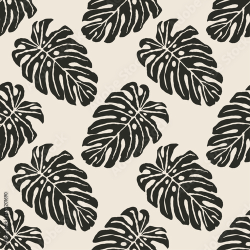 Trendy minimalist seamless botanical pattern with abstract creative hand drawn composition