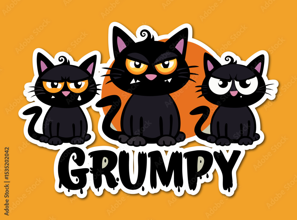 Halloween cats stickers. A collection of cat stickers in various poses isolated on background Halloween cats stickers. A collection of cat stickers in various poses isolated on background