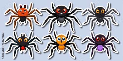 A big bundle of halloween spiders on Web Silhouette Perfect for Halloween project