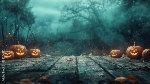 Table background of free space for your decoration and spooky halloween background