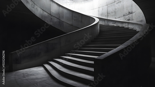 Monochrome Spiral Staircase in a Modern Building