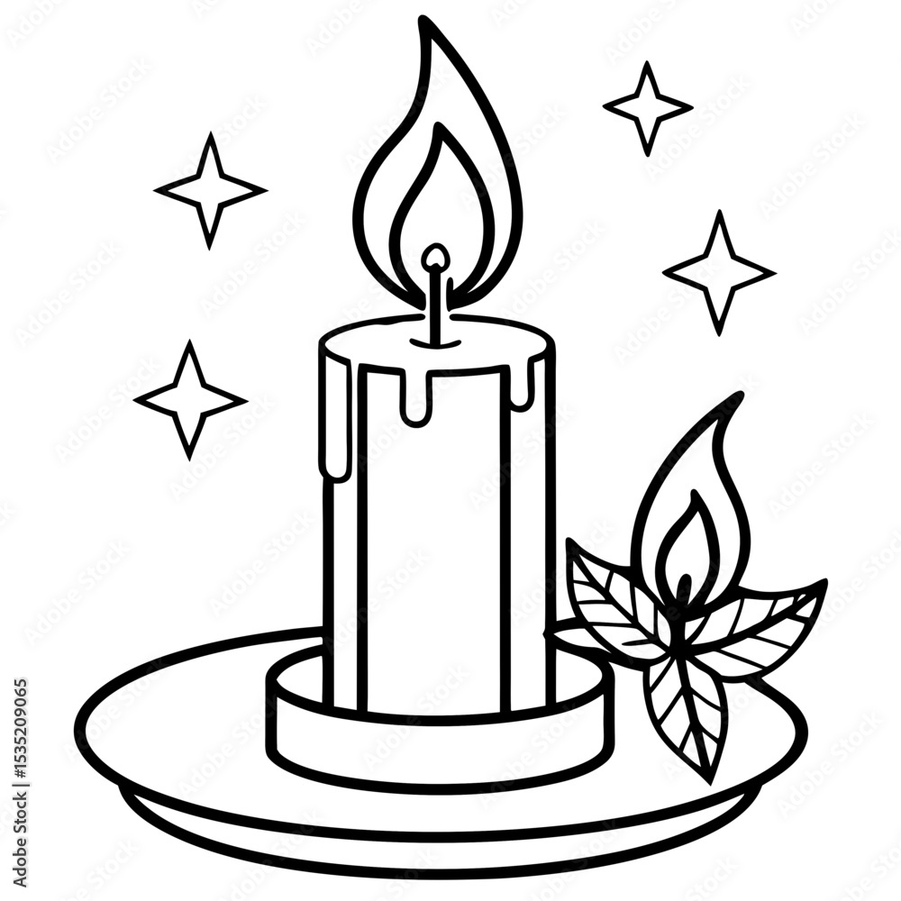 Obraz premium Minimalist Candle Glow Line Art