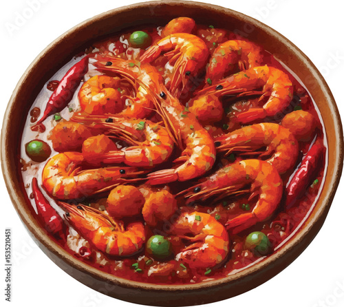 grilled shrimps on white 