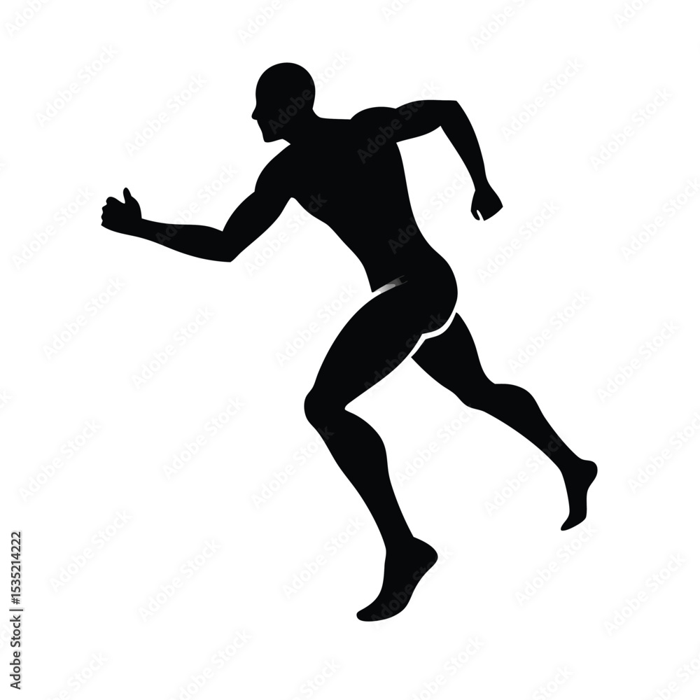 A vector silhouette of an athlete running at full speed, captured in a dynamic and energetic pose A vector silhouette of an athlete running at full speed, captured in a dynamic and energetic pose