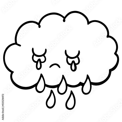 Minimalist Grief Cloud Line Art Vector