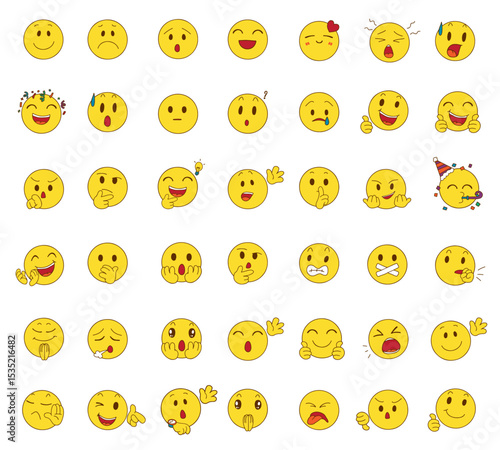 set of Emoji Handdrawn talk interjections