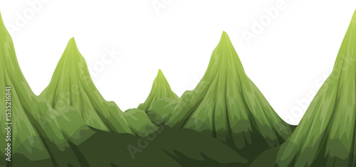 Mountains Landscape Illustration: A vibrant illustration showcasing a serene mountain range, painted with soft hues, embodies peace and tranquility.