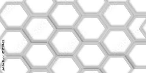 modern hexagons interlock pattern subtle shadows add depth to the design, creating a three dimensional effect on a bright white surface background.
