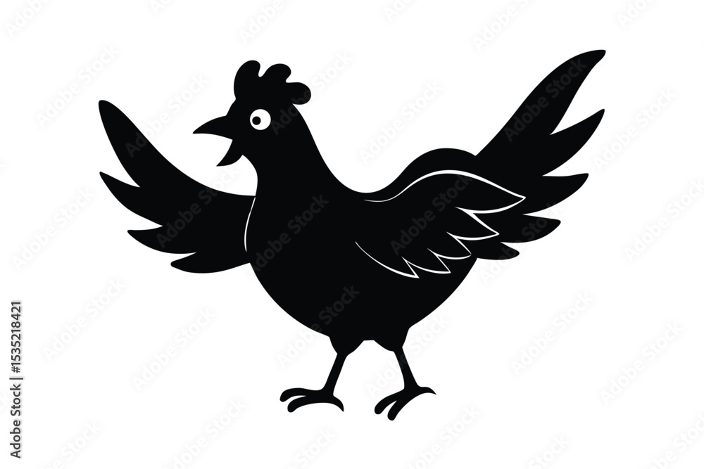 Fototapeta premium Silly chicken flapping wings vector art illustration
