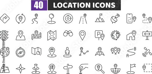 Location Vector Icons – 40 Navigation Map Pin GPS Travel Symbols