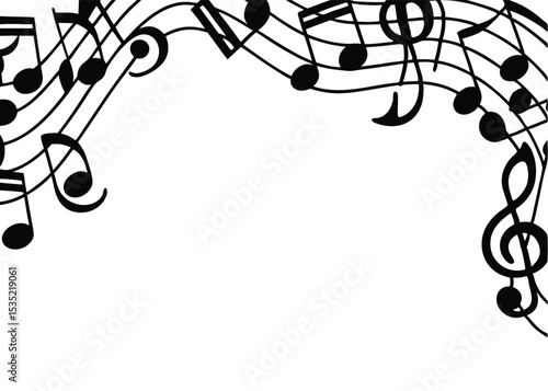  Abstract musical note cluster border