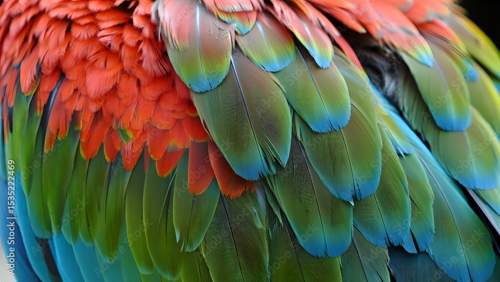 Obraz premium Close-Up of Vibrant Rainbow Parrot Feathers – Macro Texture Detail
