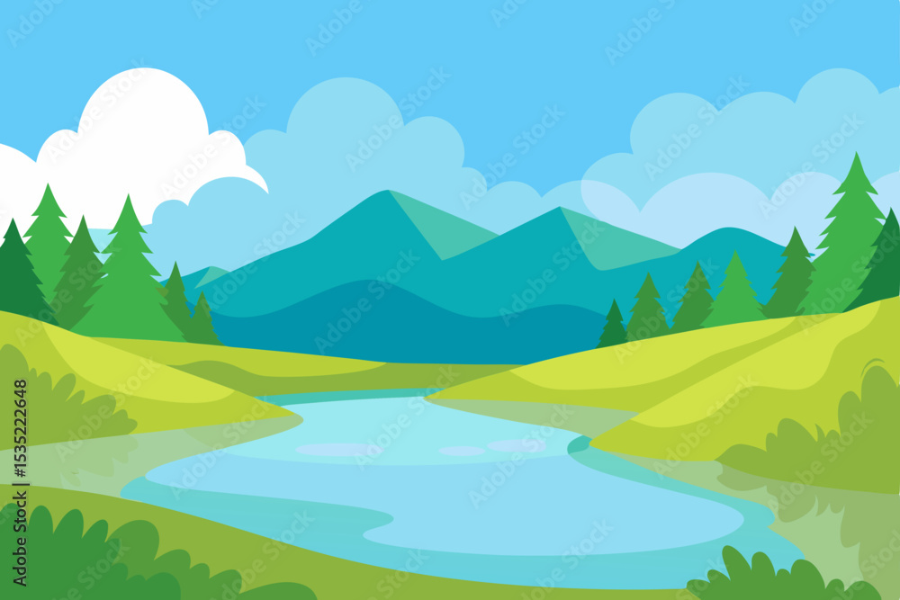 Obraz premium Serene Mountain Lake Landscape A Picturesque View of Nature's Beauty
