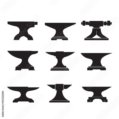anvil silhouette set, Black & White silhouette set