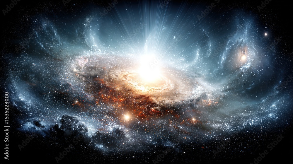 Fototapeta premium Spiral Galaxy Background with Cosmic Dust and Stars for Astronomy Wallpapers, Sci-Fi Design, and Celestial Decor