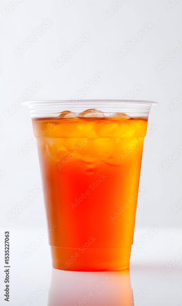 Fototapeta premium Iced Tea in a Plastic Cup Template Isolated on white