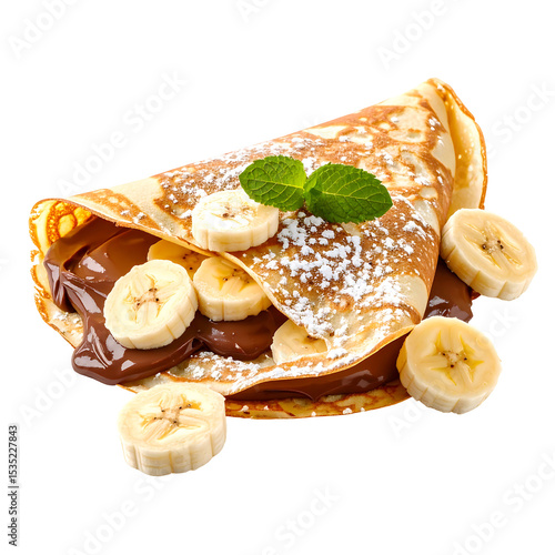 Golden Brown Crepe with Nutella and Banana Slices