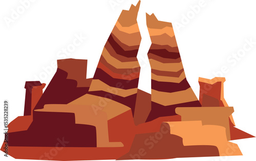 Geometric Canyon: A striking and stylized landscape, evoking the grandeur of a canyon. The illustration features bold geometric shapes, a color palette and layered texture, hinting at the raw beauty.