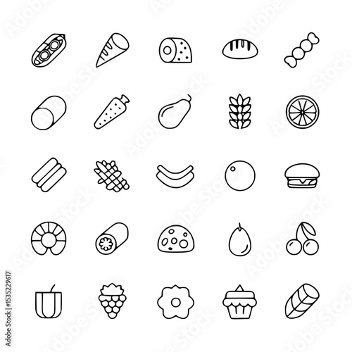 food and drink icons set , Food icons in a grid arrangement