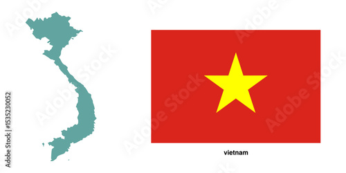vietnam flag and vietnam map with transparent background