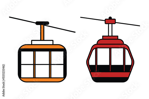Cable Car Icons Silhouette Vector Illustration for Transport and Travel Concepts