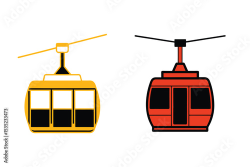 Cable Car Icons Silhouette Vector Illustration for Transport and Travel Concepts