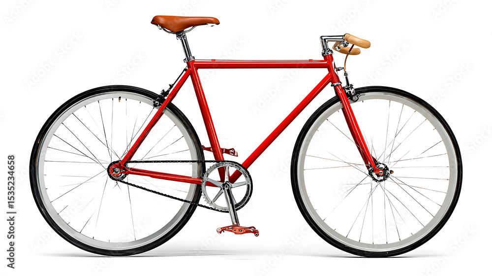 Fototapeta premium Stylish red bicycle on a white background.