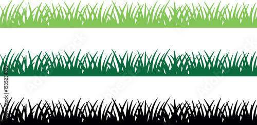 grass border vector set green black silhouette lawn divider, green grass background