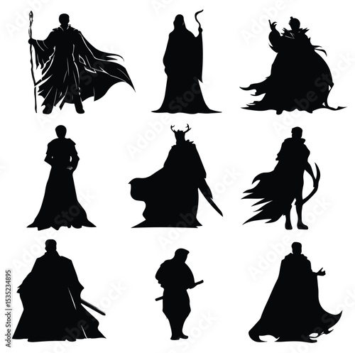 arcane silhouette set, Black & White silhouette set