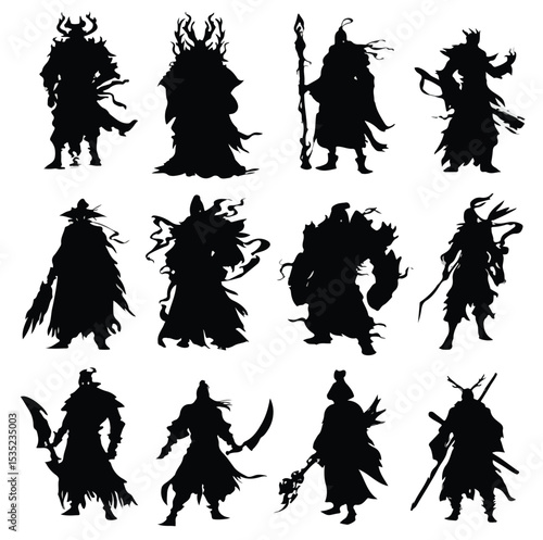 arcane silhouette set, Black & White silhouette set