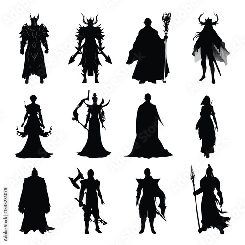 arcane silhouette set, Black & White silhouette set