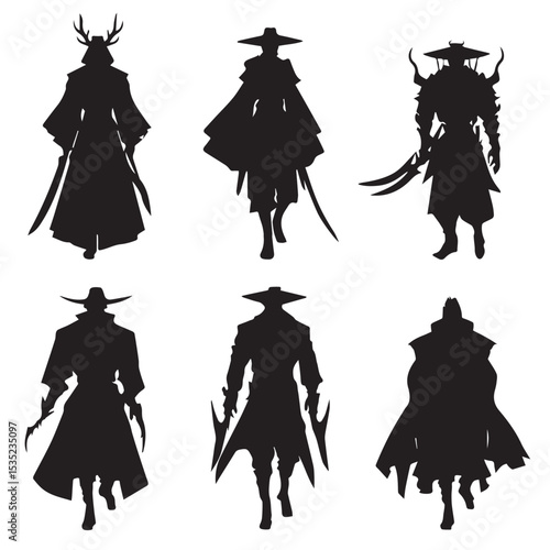 arcane silhouette set, Black & White silhouette set