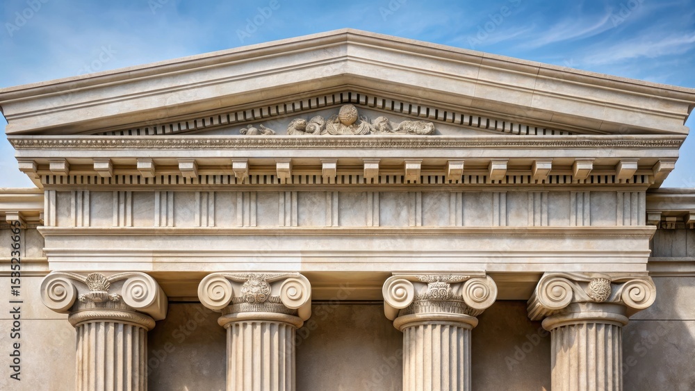 Obraz premium Ancient Greek Doric Cornice with Fluted Details , doric, stone architecture, doric, stone architecture