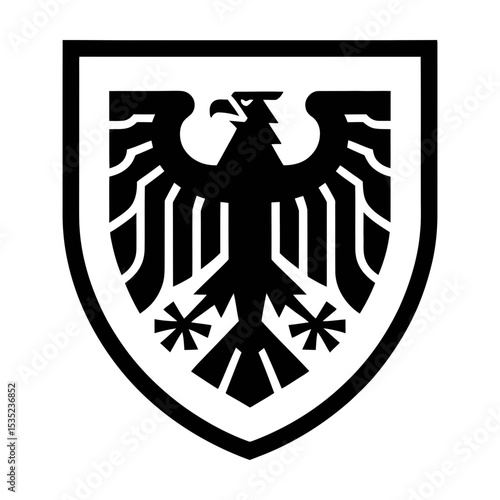 Black and white eagle coat of arms graphic