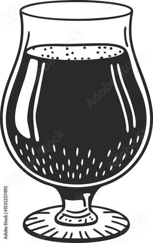 Beer Glass Silhouette, Iconic Black and White Outline Vector Illustration.