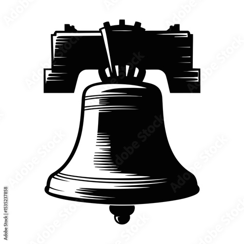 Black and white illustration of the liberty bell