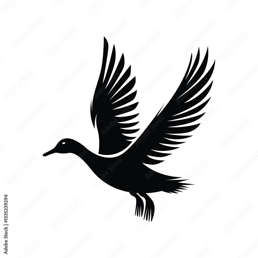Obraz premium duck flying logo design concept vector silhouette style