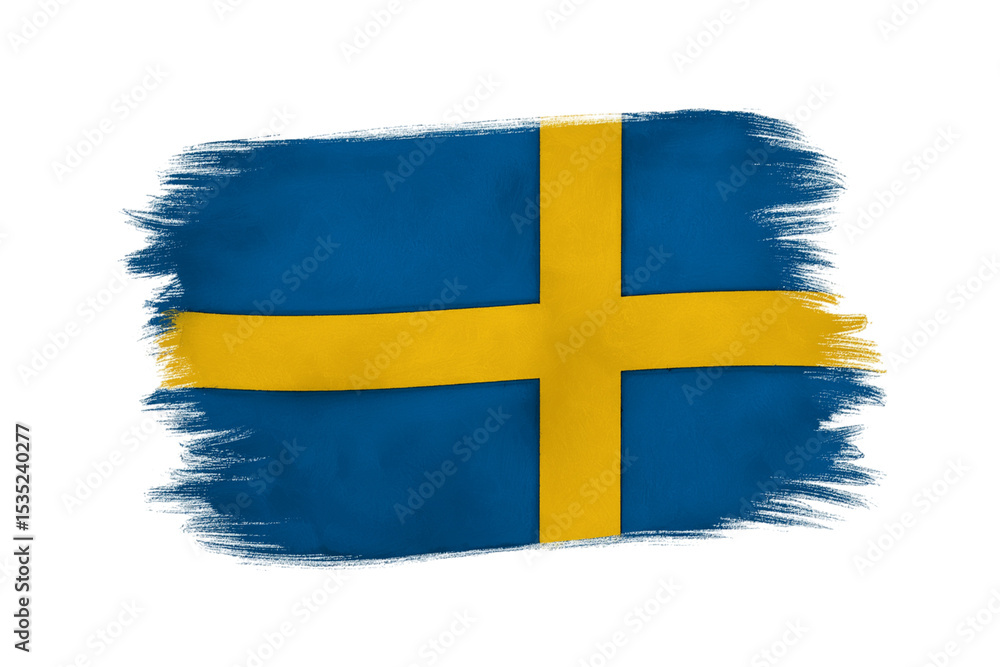 Swedish flag brushstrokes painting national colors, softly rippling against transparent backdrop, symbolizing cultural pride Swedish flag brushstrokes painting national colors, softly rippling against transparent backdrop, symbolizing cultural pride