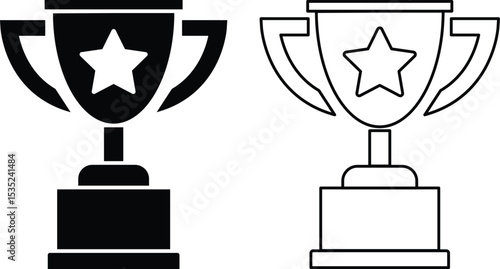 Winner trophy icon set. Trophy icon logo vector template, Education icon concepts, Creative design isolated on white background
