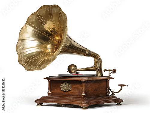 Wallpaper Mural Vintage gramophone with brass horn design Torontodigital.ca