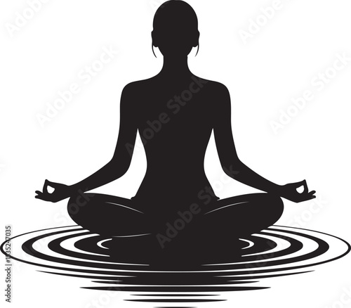 Yoga Meditation Woman Silhouette with Radiant Aura in Lotus Pose