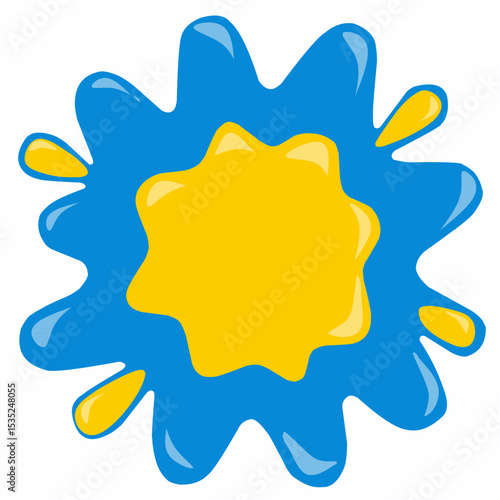 Double-layer splash with blue outer shape and yellow core, radiating comic-style energy. Excellent for retro pop art or bold creative posters.
