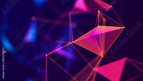 Technology background. Abstract digital combination dots and lines. Network connection structure. 3d Widescreen