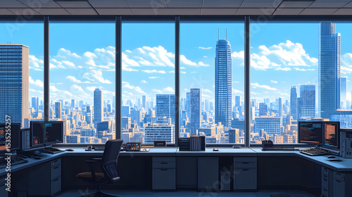 Modern Office with Panoramic City View