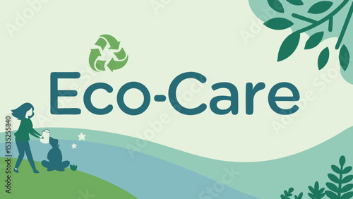 vector illustration of a happy family, eco-care
