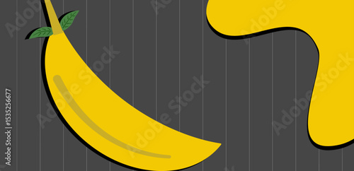 Banana with yellow shape background. Yellow fruit background with shape