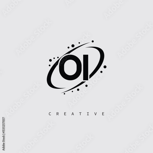 OI Creative Monogram Logo – Minimal Futuristic Letter mark Design with Space Orbit Style and swirl Style  for Modern Branding & Tech Identity