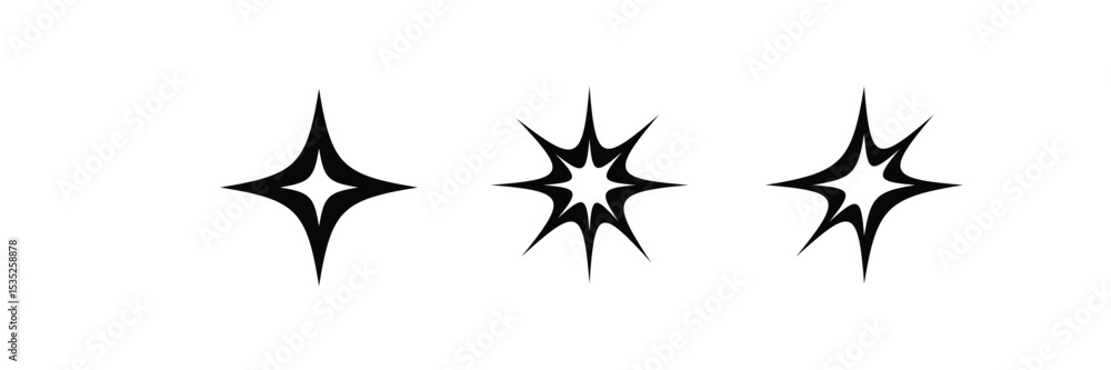 Obraz premium Sparkling star shapes in different styles, suitable for magical and celebratory themes.